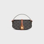 CLUTCH ON STRAP TABOU IN TRIOMPHE CANVAS AND CALFSKIN TAN
